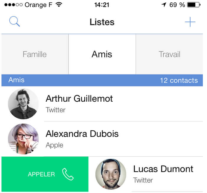 Lancer un appel à partir de l'application Connect