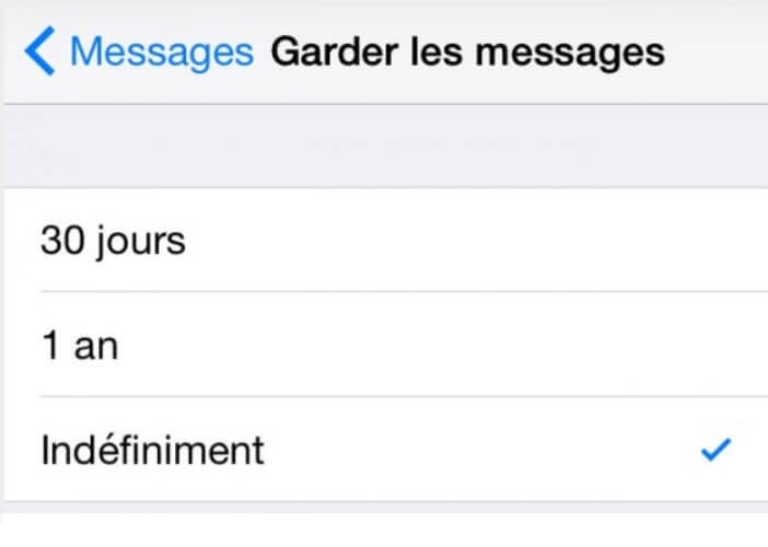 Définir le délai de conservation des messages