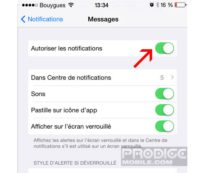 Désactiver les notifications pour une application en particulier