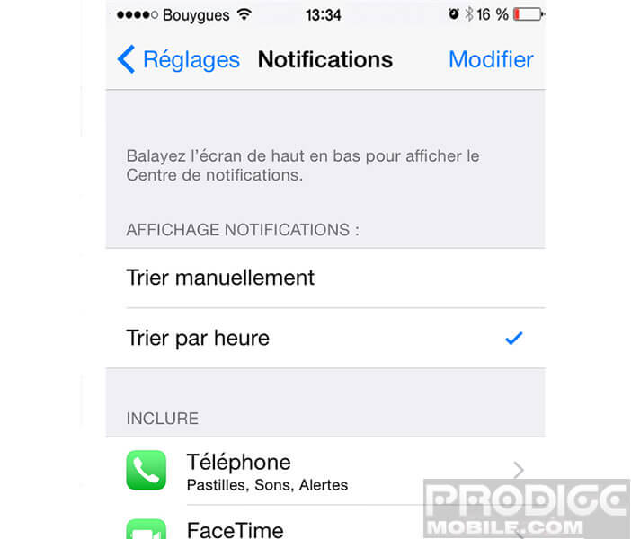 Liste des applis iPhone envoyant des notifications