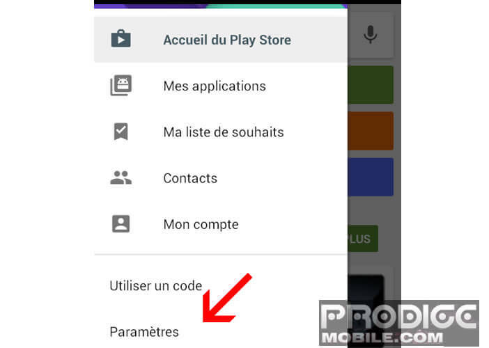 Lancez les paramètres du Play Store