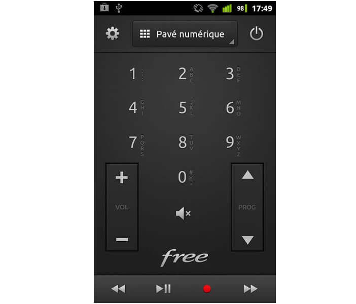 Pave numérique de la télécommande Freemote
