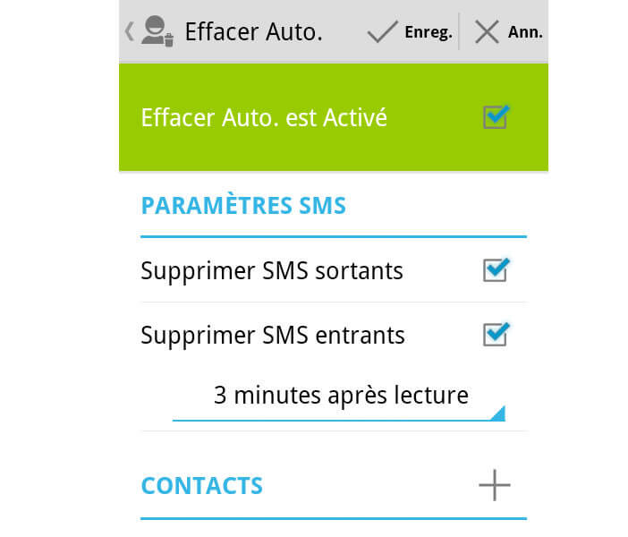 Supprimer SMS sortants et entrants