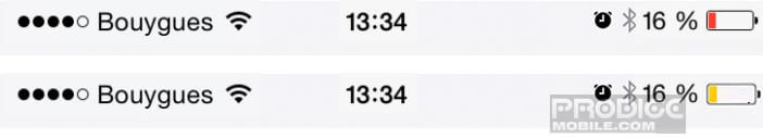 Témoin de batterie de l'iPhone devient jaune