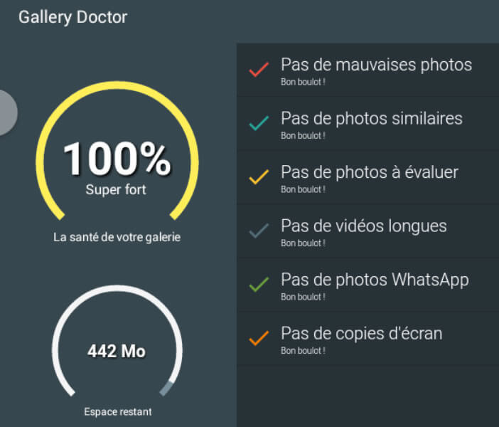 Gallery Doctor: résumé à la fin de l'analyse des photos