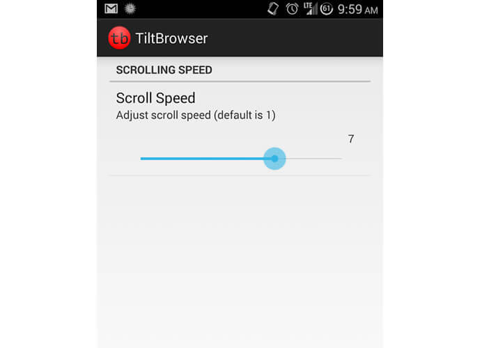 Tilt Browser: régler la vitesse de défilement de la page web