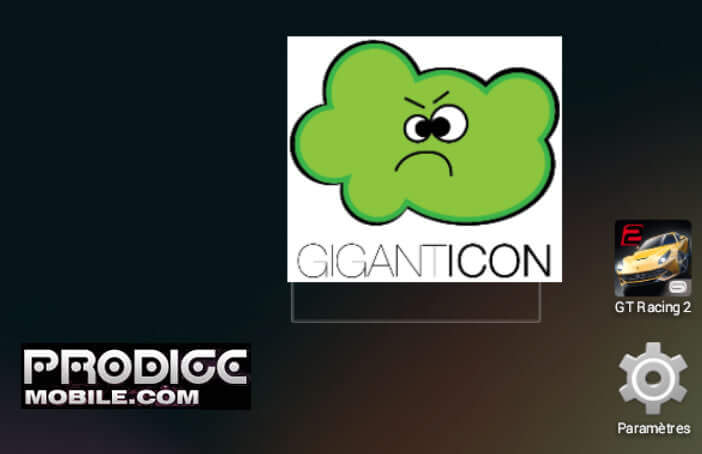 Placez le widget Giganticon sur le bureau Android