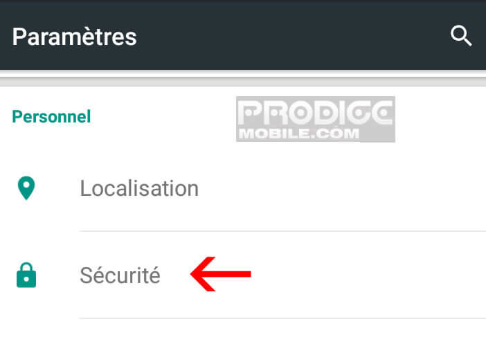 Paramètres de sécurité smartphone Android Lollipop