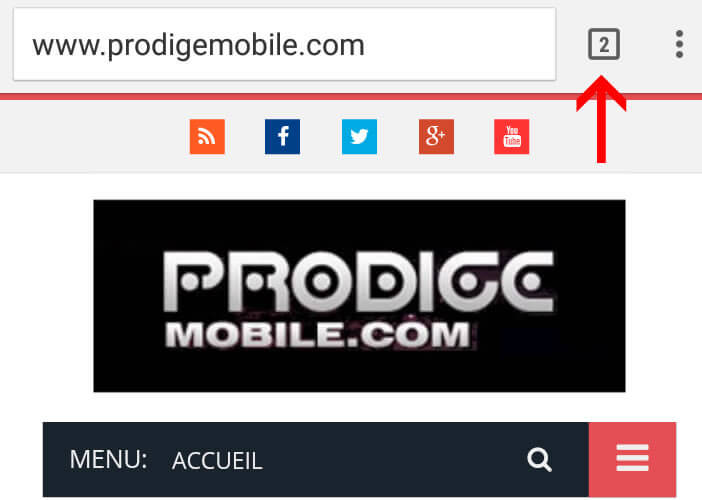 Bouton onglet pour gérer l'affichage des pages dans Chrome