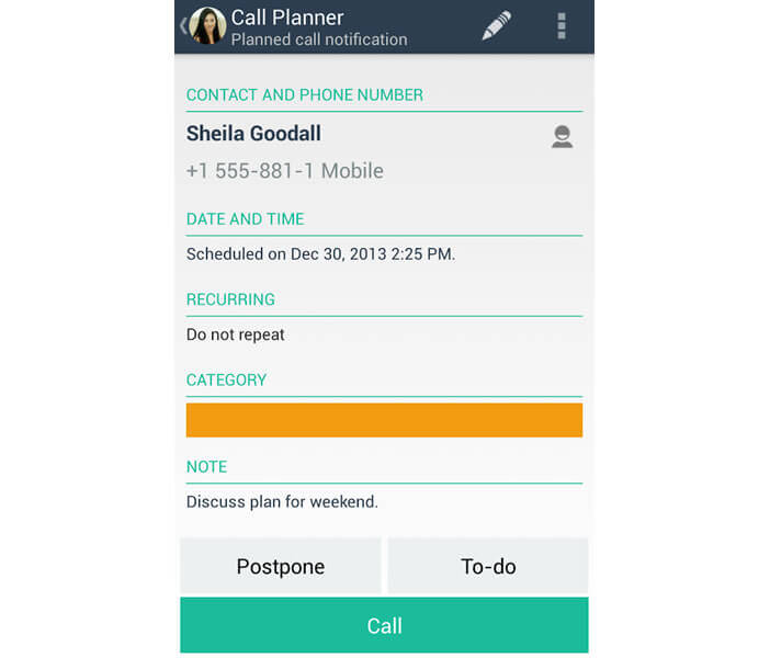 Call Planner: créer une alerte dans l'application Call Planner