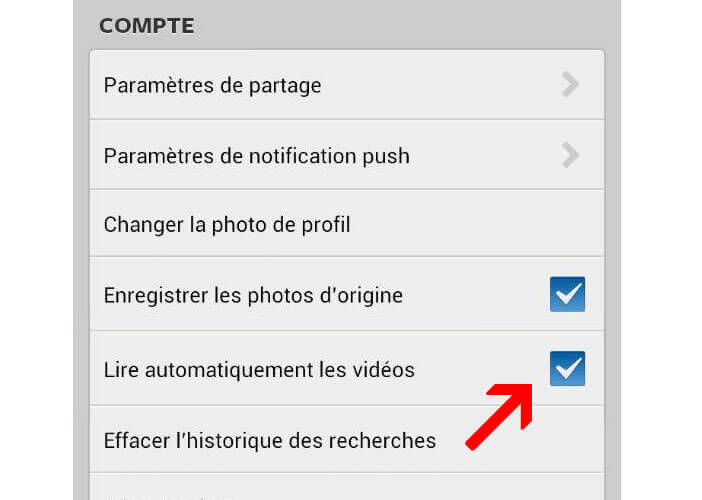 Désactiver la lecture automatique de vidéos sur Instagram