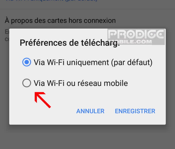 Télécharger les cartes via la connexion 3G ou 4G de votre mobile