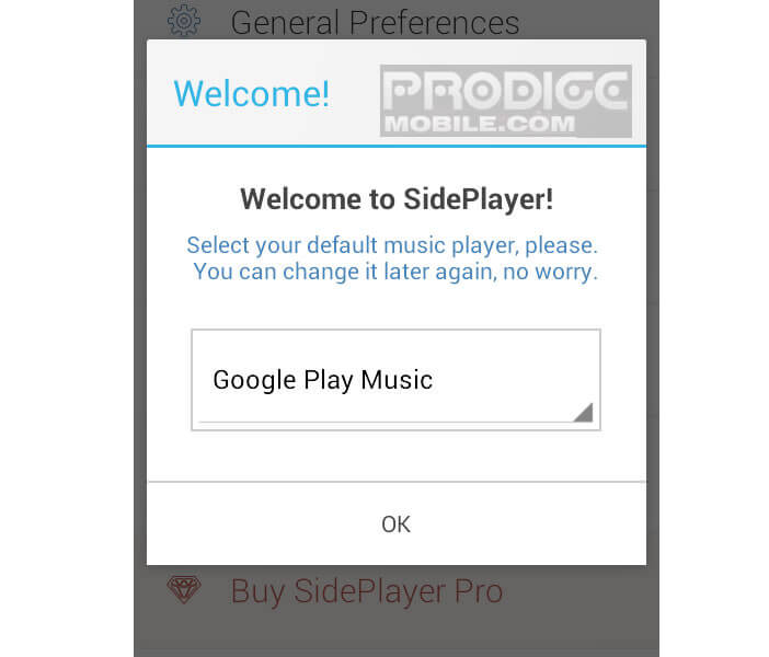 Sélectionner le player audio compatible avec SidePlayer