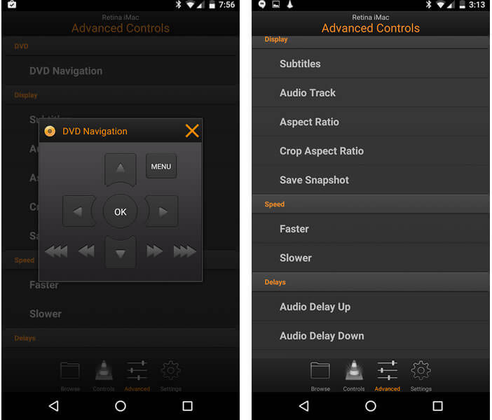 Application Android pour commander à distance VLC