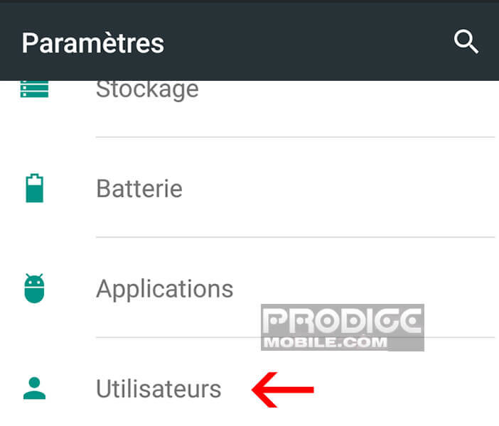 Créer un nouvel utilisateur sur un mobile Android Lollipop