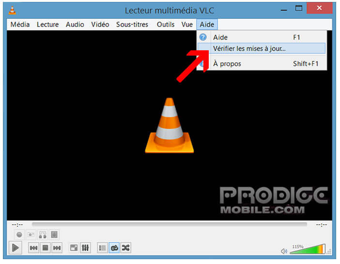 Vérifier les mises à jour pour le lecteur VLC