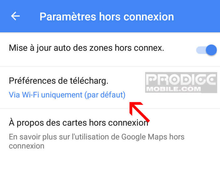 Modifier les préférences de téléchargement des cartes dans Google Maps