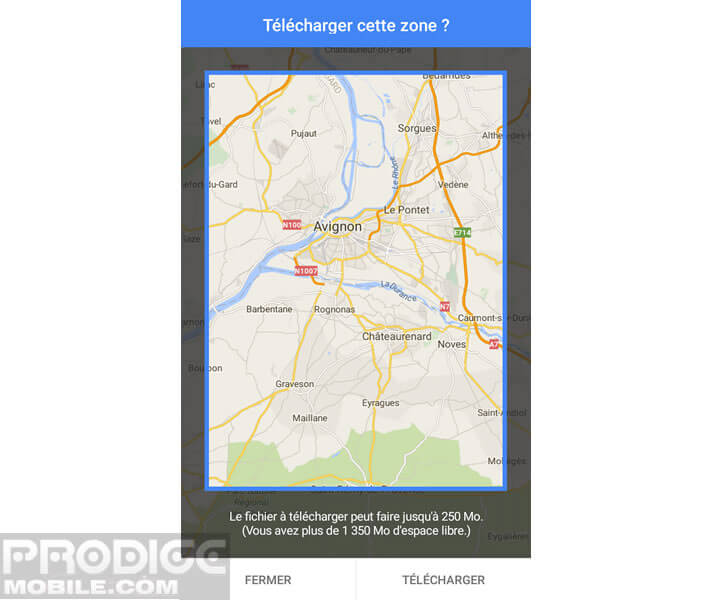 Définir la zone de la carte à télécharger sur son smartphone