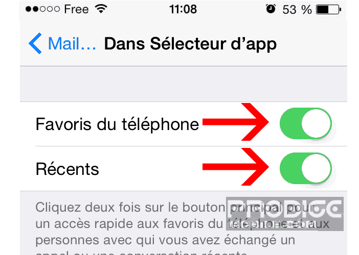 Bloquer l'affichage des contacts favoris et récent dans le sélecteur d'applis