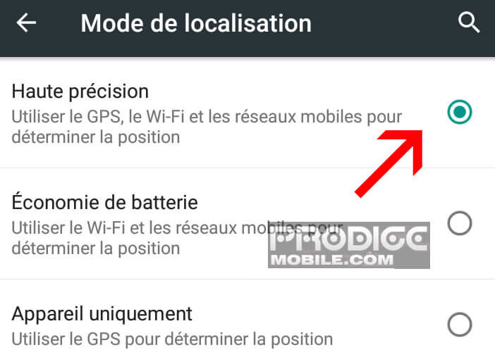 Mode localisation haute précision