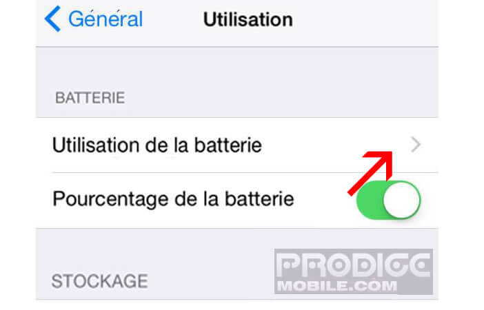 Paramètres d'utilisation de la batterie de l'iPhone