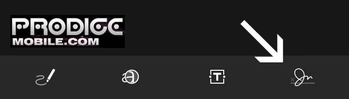 Icône signature dans le menu édtion de l'iPhone