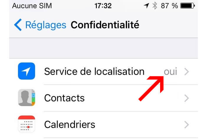 Activer l'option de localisation pour les rappels sur iOs