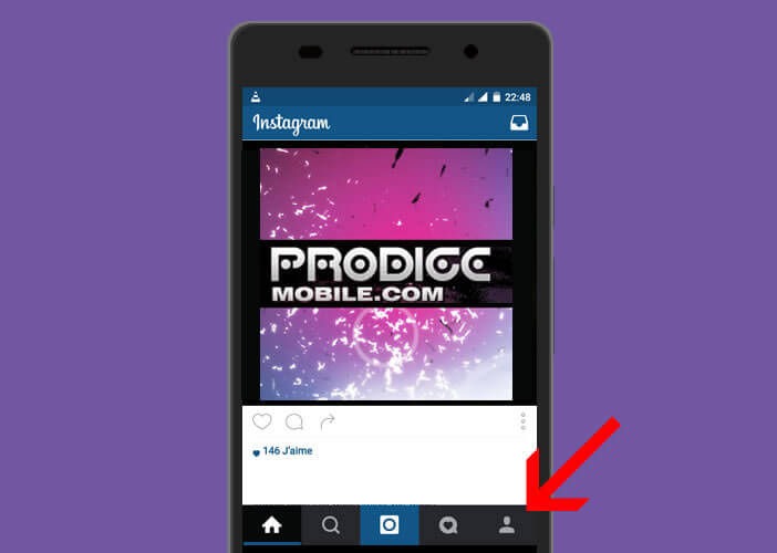 Ouvrir la page profil sur l'application Instagram