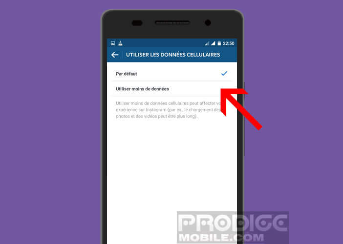 Réduire consommation de données sur Instagram