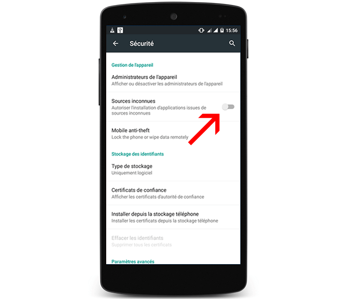 Activer l'option Sources inconnues sur votre mobile Android