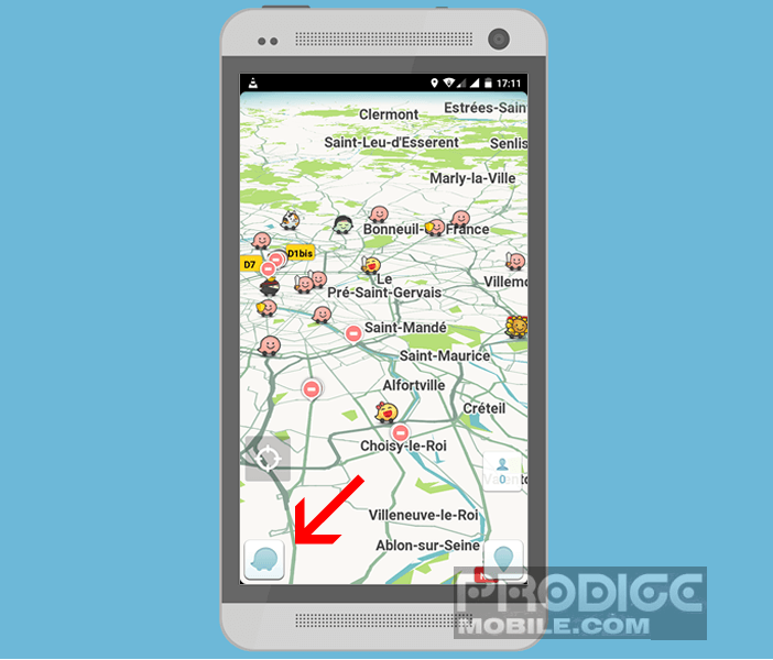 Accéder au bouton Menu sur l'interface de Waze