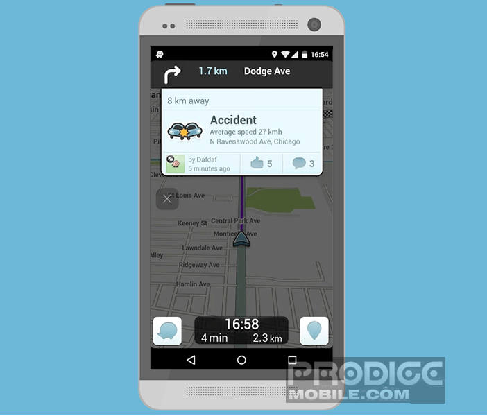 Application GPS social Waze pour mobile Android