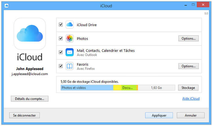 Logiciel iCloud pour Windows pour accéder à ses mails sur Outlook