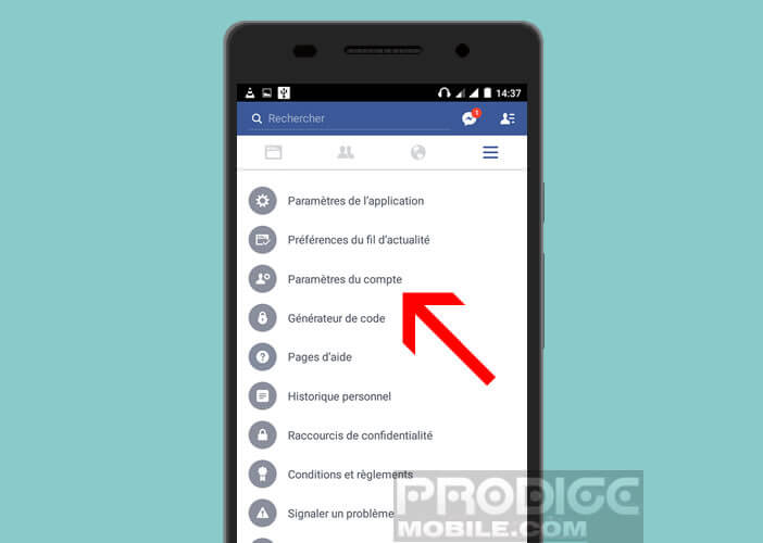 Modifier les paramètres du compte Facebook