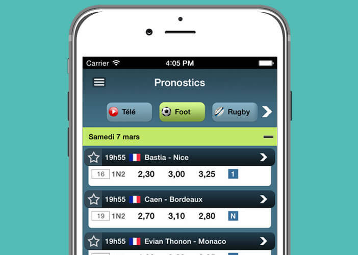 Paris sportifs foot avec l'application Pronosoft