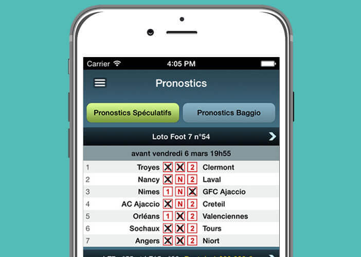 Système de pronostics sur iPhone