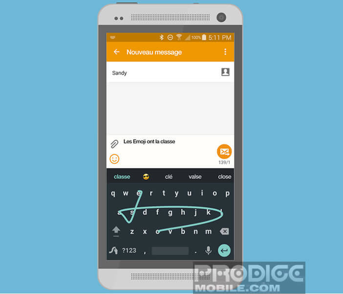 Clavier Swype pour mobile Android