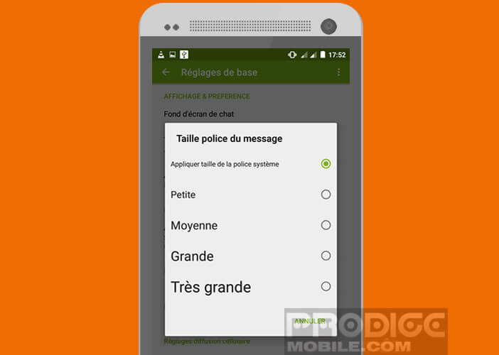 Modifier la taille de la police de vos messages (SMS et MMS)