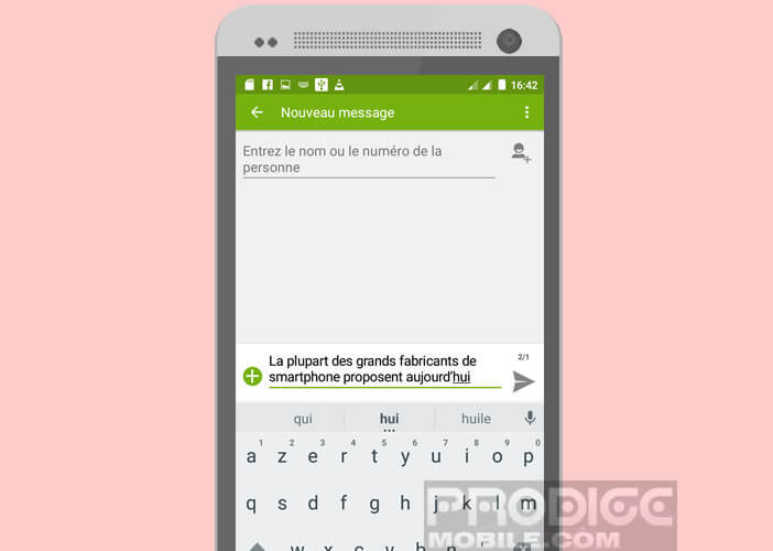 Coller le texte précédemment copié via le presse-papiers d'Android