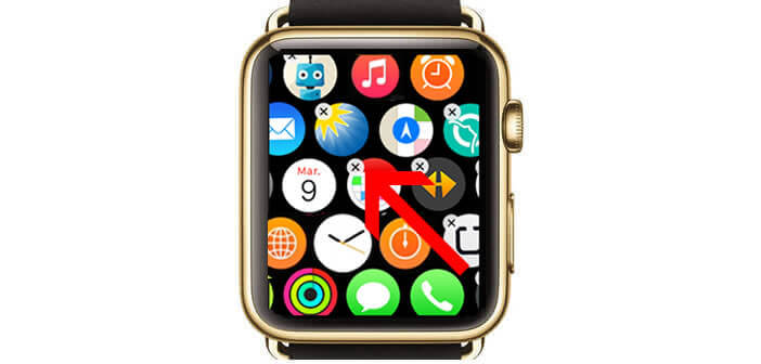 Désinstaller une application sur la Watch en cliquant sur la petite croix
