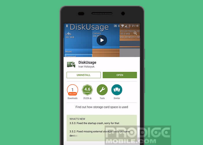 DiskUsage: application de nettoyage pour Android