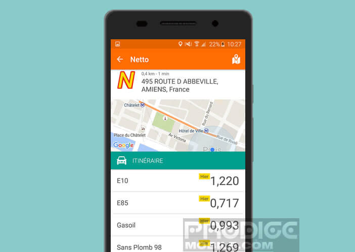 Afficher la position de la station-service sur une carte Google Maps