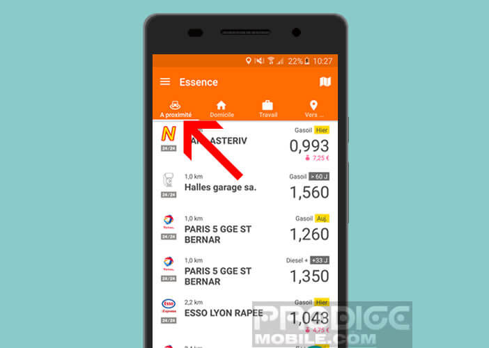 Prix du carburant à proximité de l'endroit où vous êtes