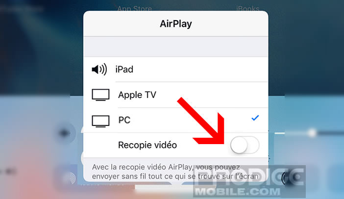 Mirroring via la fonction Recopie Vidéo de l'iPhone