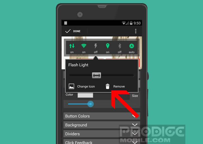 Supprimer l'icône de raccourci du volet de notification d'Android