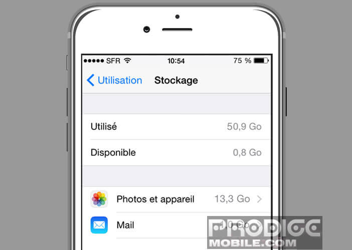 Gérer la mémoire de stockage d'un iPhone