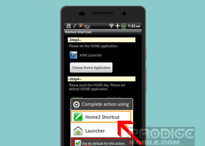 Définir Home2 Shortcut comme launcher