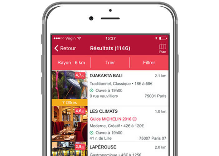 Application Michelin Restaurants pour iPhone