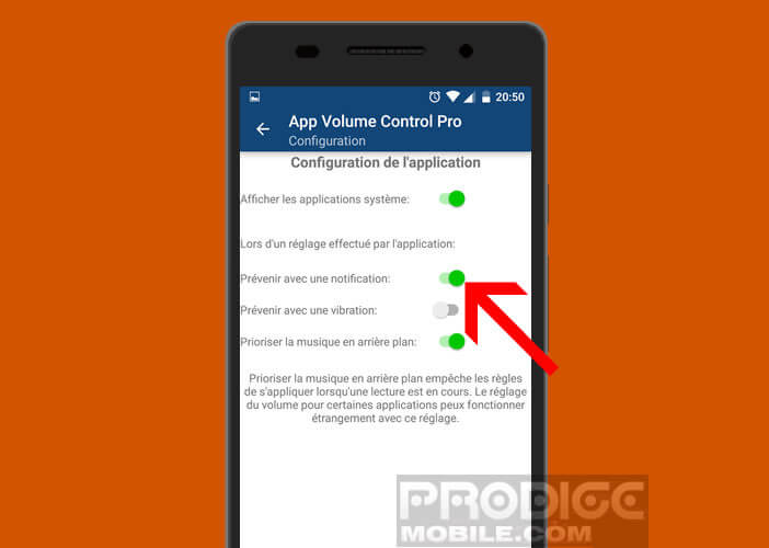 Désactiver la notification de modification du son sur App Volume Control