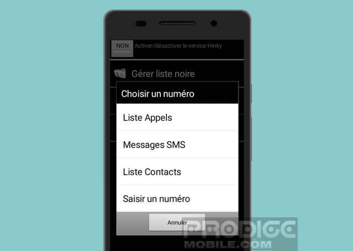 Choisir un numéro à blacklister sur un mobile Android